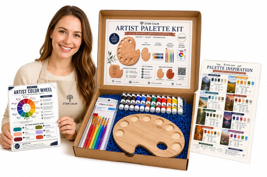 Personalized Wooden Artist Paint Palette Kit – 7x9 CNC-Cut Painting Set